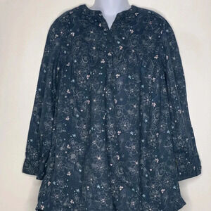 Vertbaudet girls blue silver floral patterned hi Low dress sz 8